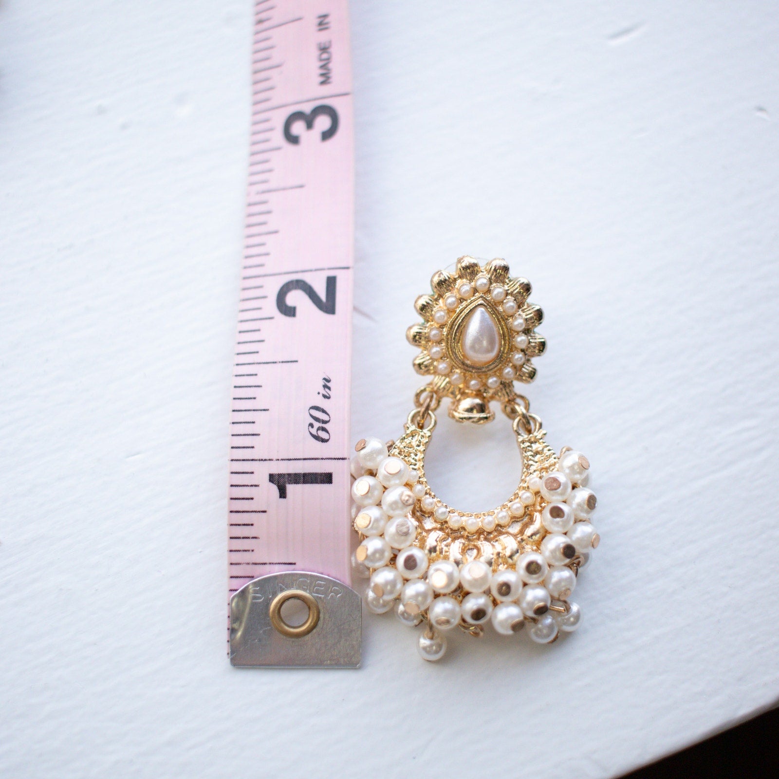 Beaded Gold Tone Earrings