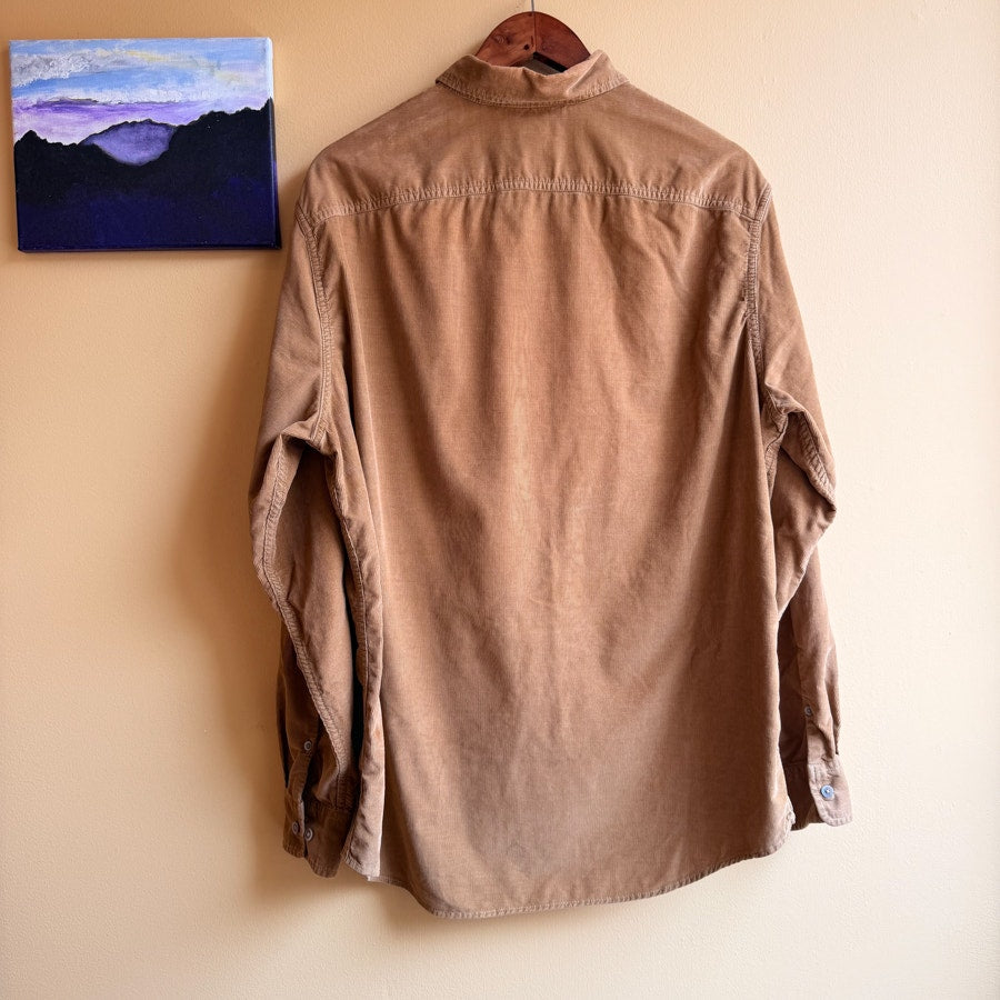 100% Cotton Corduroy Button Up Shirt Mens Size Large