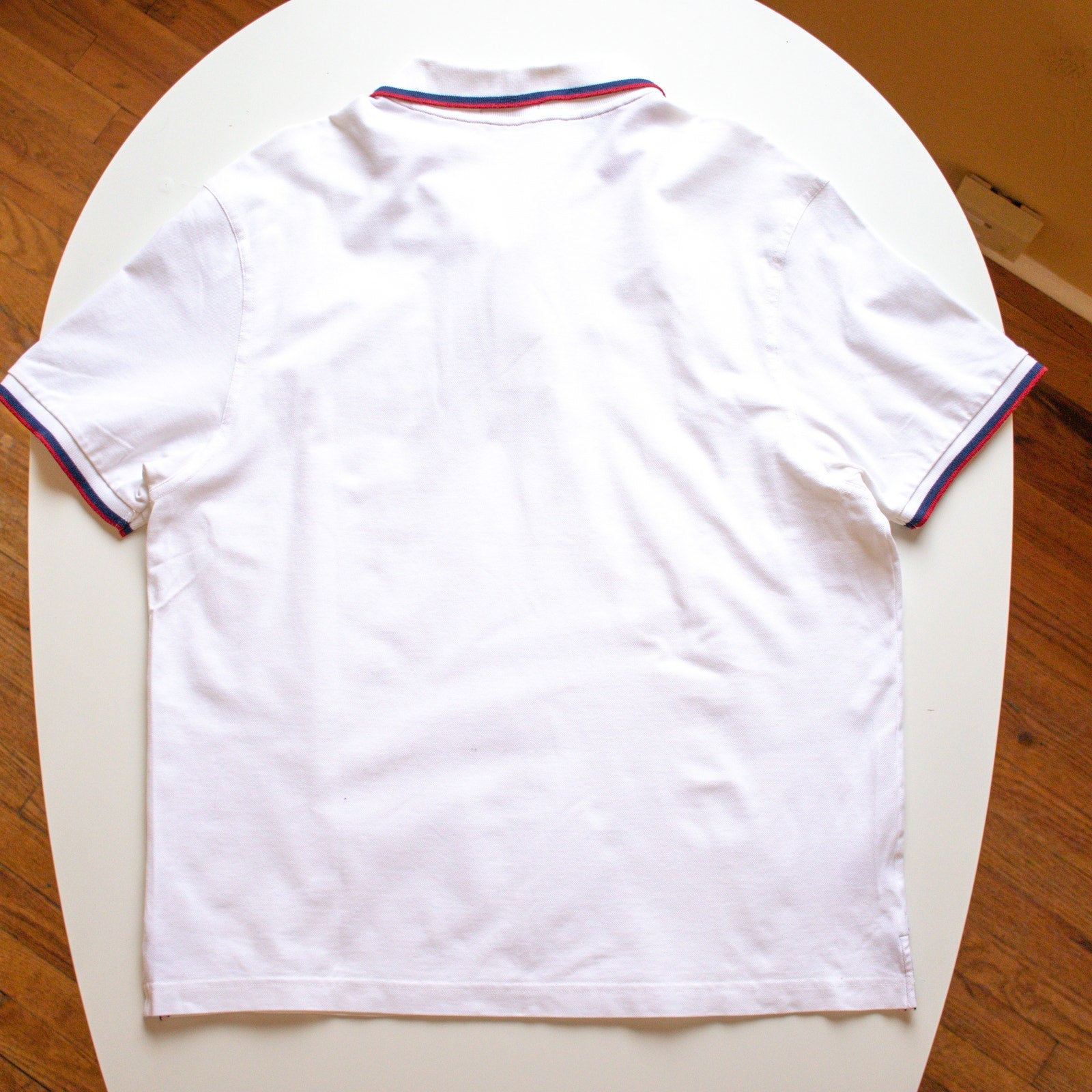 PINK Jerome Pink Red and Blue Striped White Polo Shirt Size Large