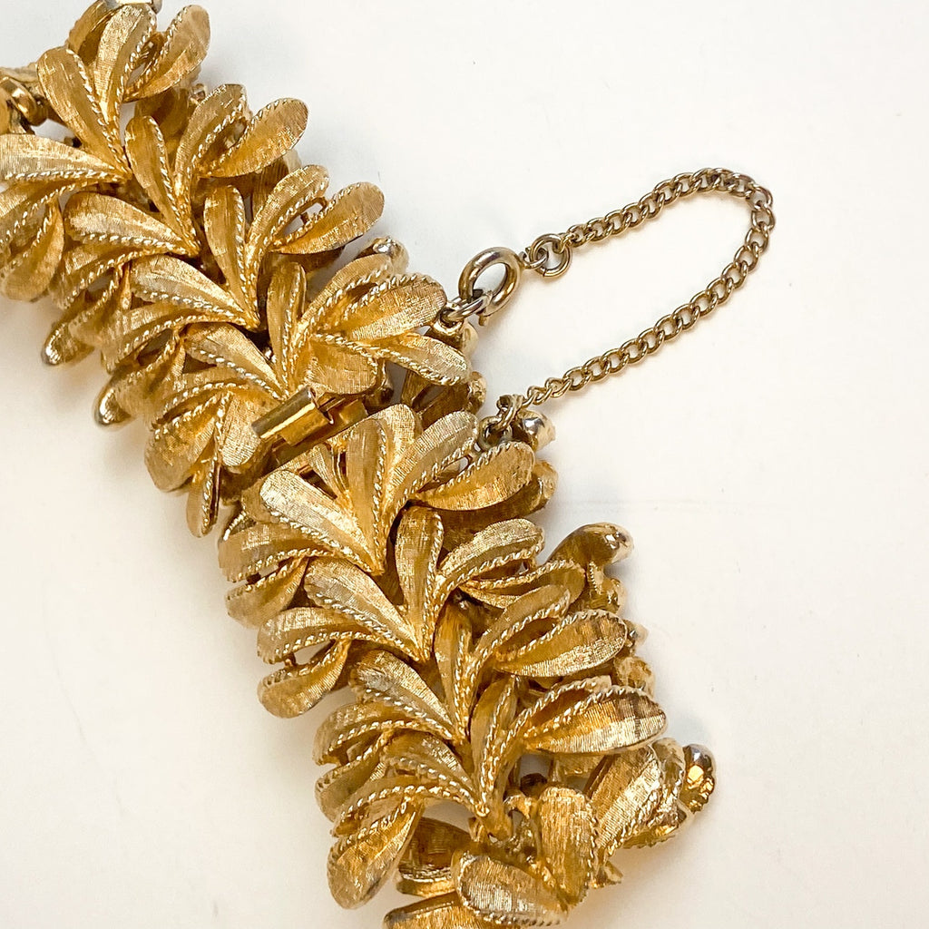 Francois Vintage Necklace Bracelet Set Matching Gold Tone Costume Jewelry