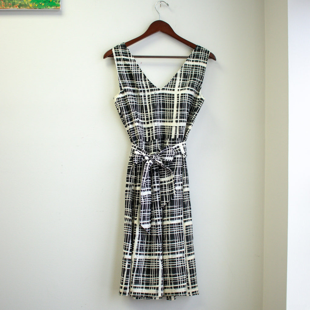 Talbots Plaid Asymmetric Sleeveless Wrap Waist Cocktail Dress Size 6P