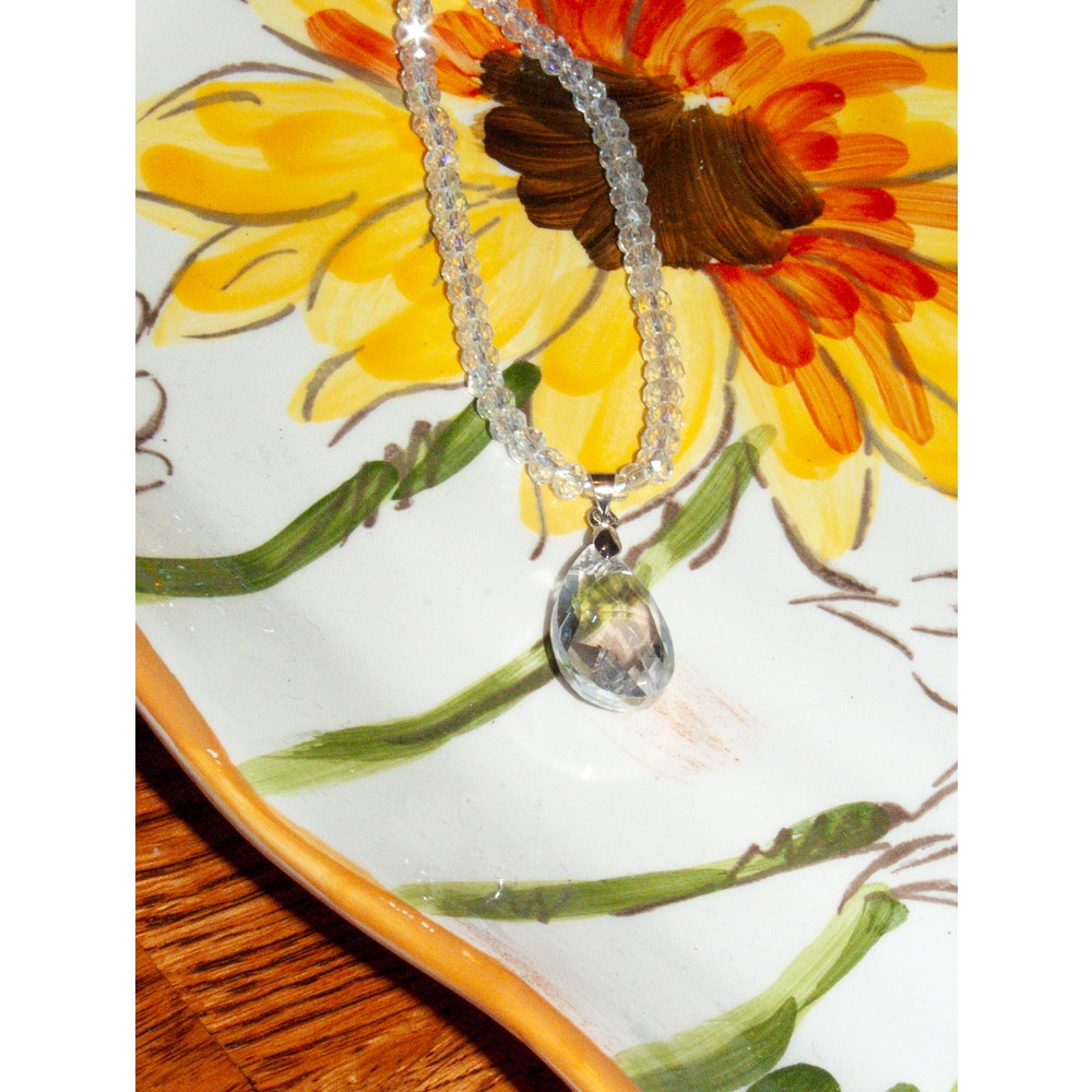 Sparkly Drop Beaded Pendant Necklace