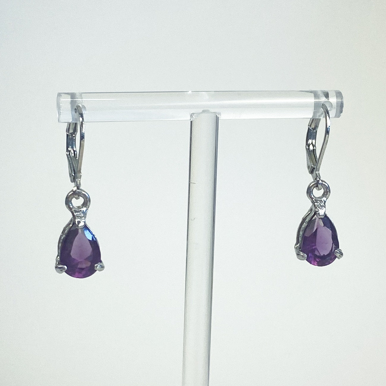 Silver Earrings Amethyst Dangly Sterling Silver Lever Back Earrings Regency Victorian