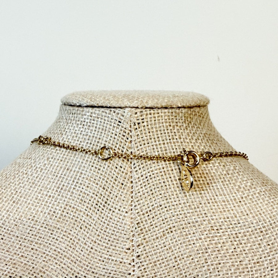 Gold White Green and Black Beaded Ann Taylor Loft Necklace