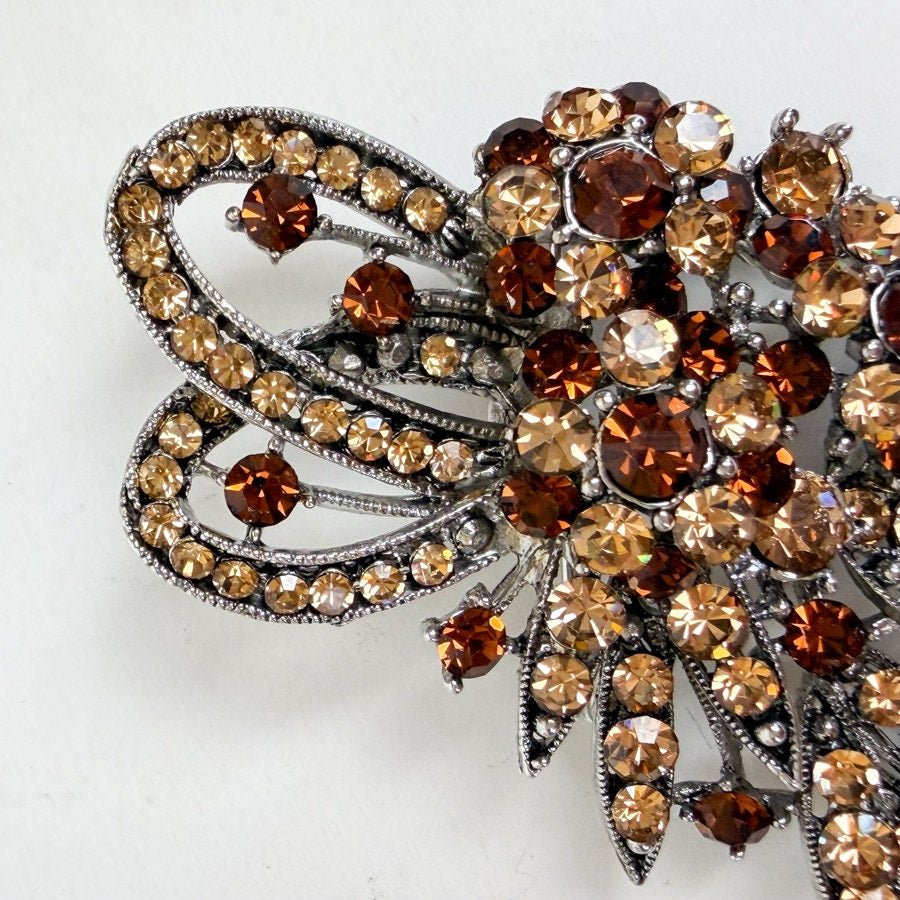 Brown & Champagne Rhinestone Brooch