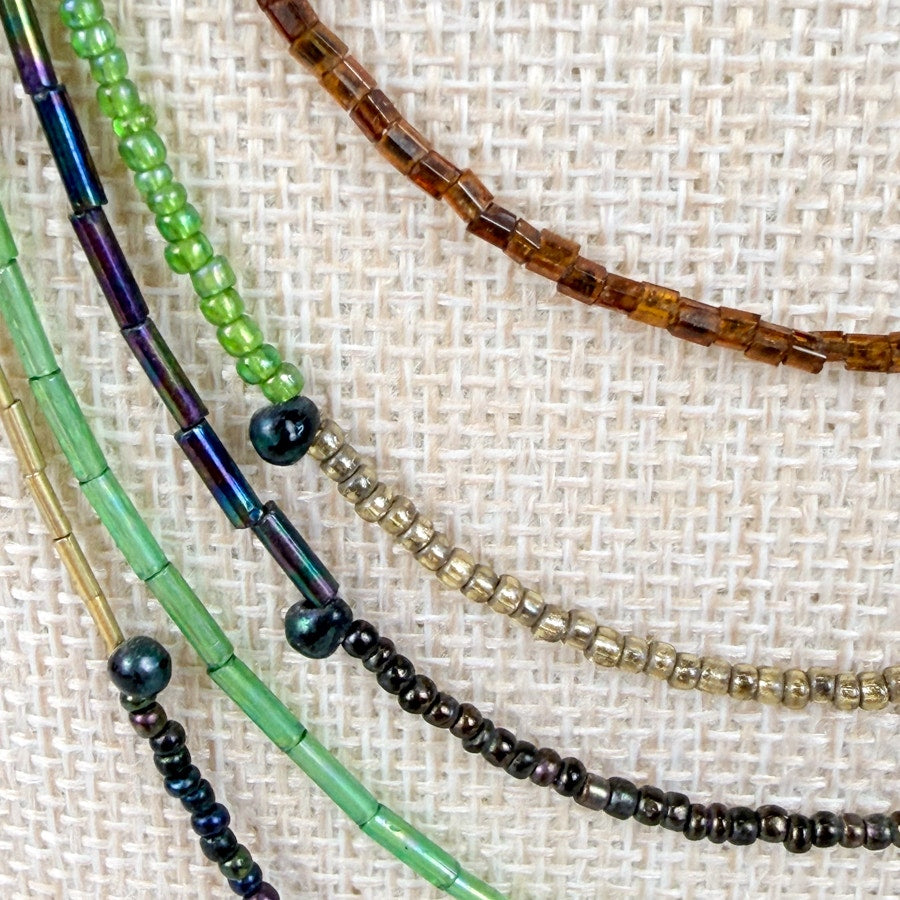 Green Glass Multi-Strand Necklace