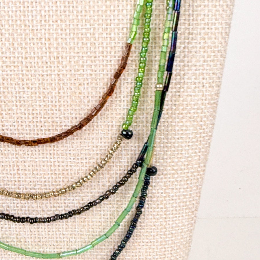 Green Glass Multi-Strand Necklace