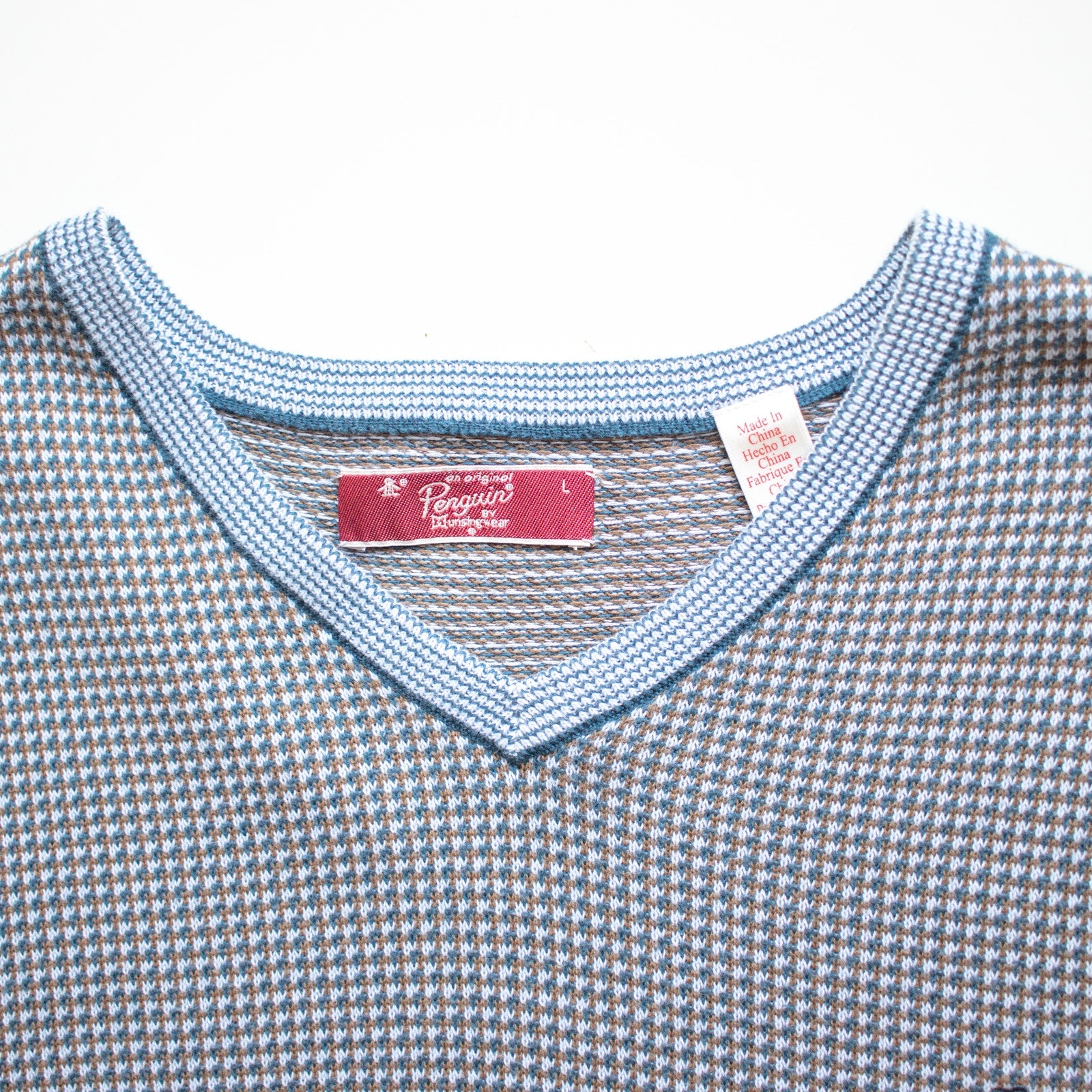 An Original Penguin  Blue and Brown V-Neck Sweater Size Large