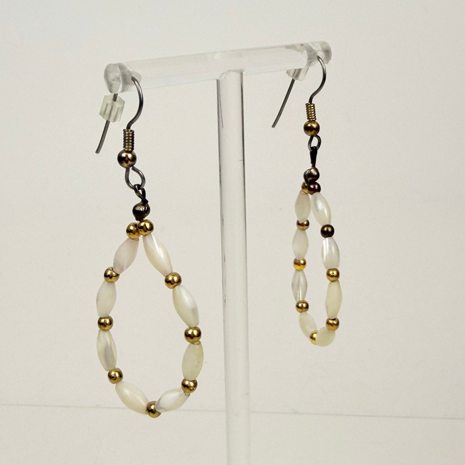 Pearlescent Wire Teardrop Earrings