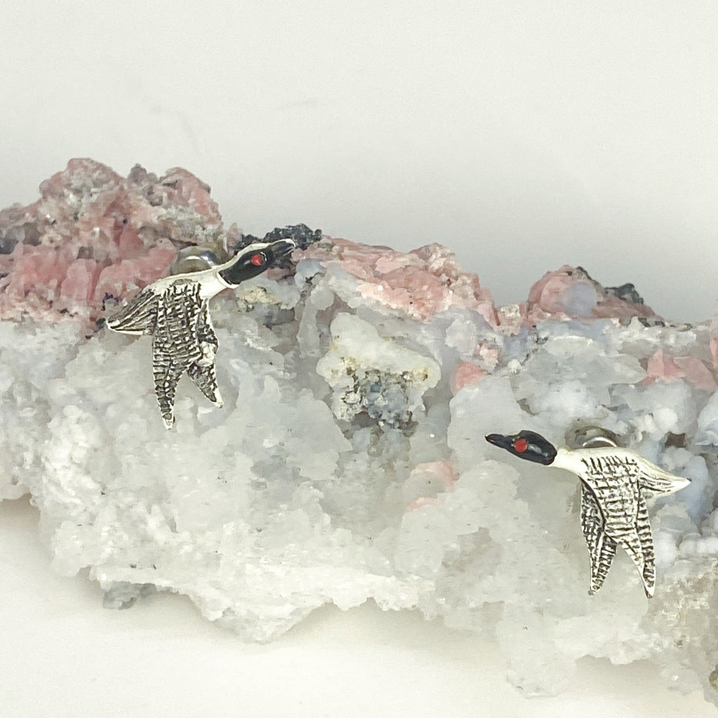 Vintage Loon Stud Bird Earrings