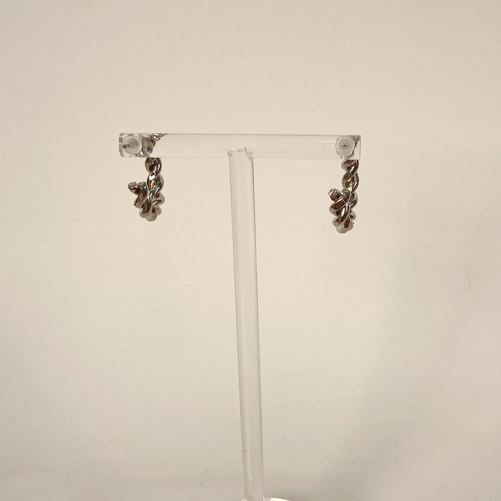 Vintage Silver Twist Small Hoops