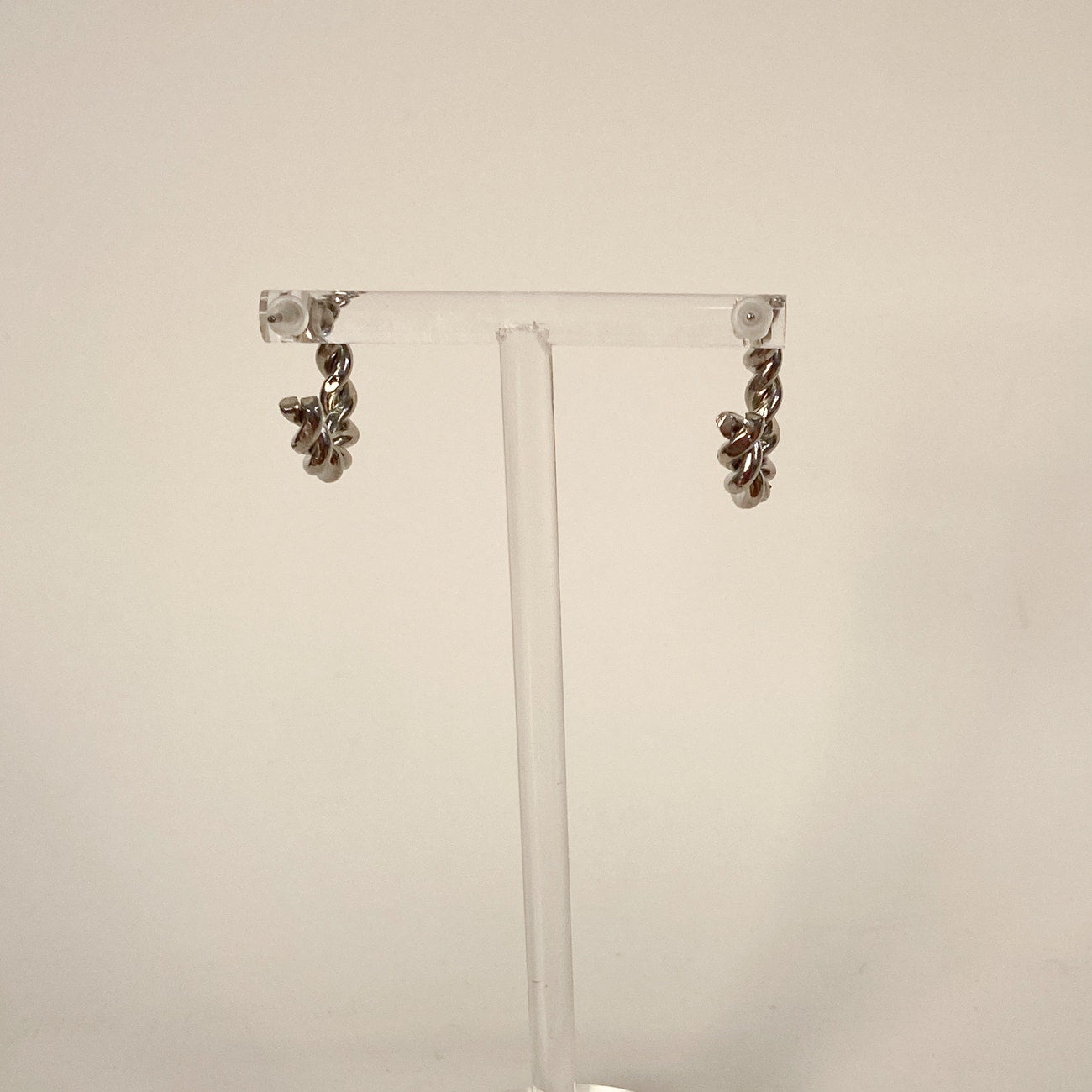 Vintage Silver Twist Small Hoops
