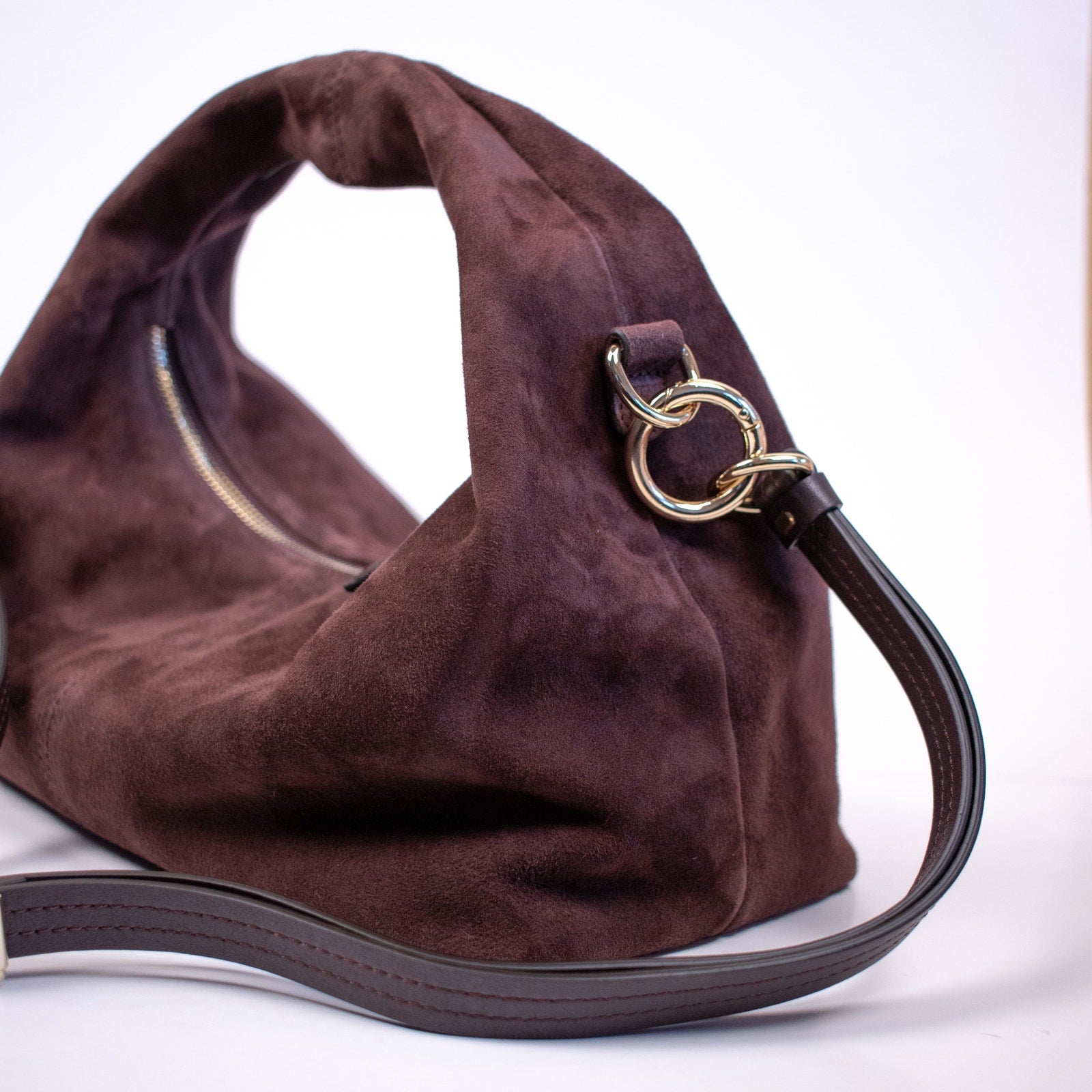 Hyer Goods Chocolate Suede Mini Everyday Shoulder Bag