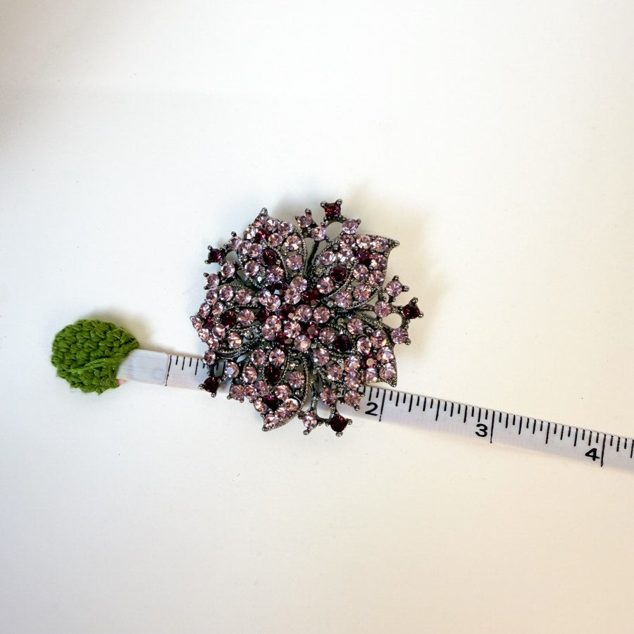 Dazzling Purple and Lavender Silver-Tone Flower Brooch
