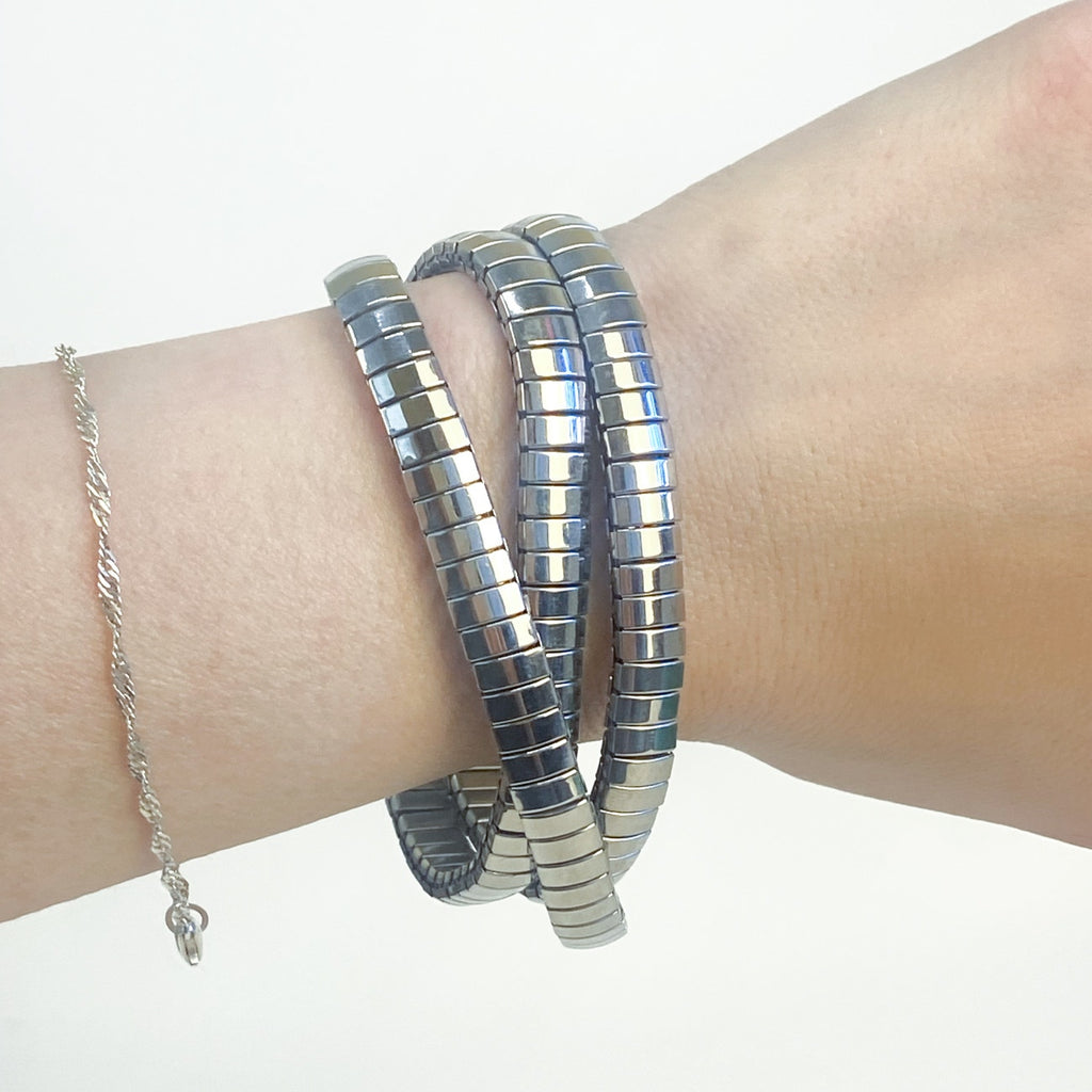 Silver Tone Expansion Band Bracelet