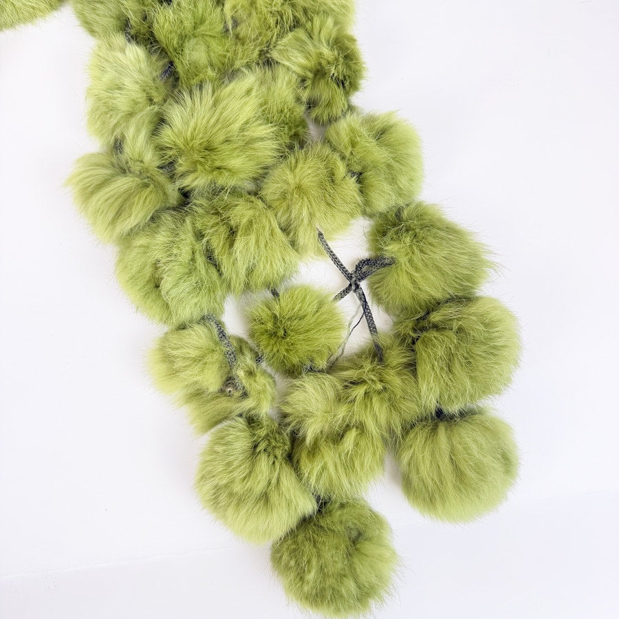 Vintage Green Knitted Soft Rabbit Fur Scarf Collar Stole