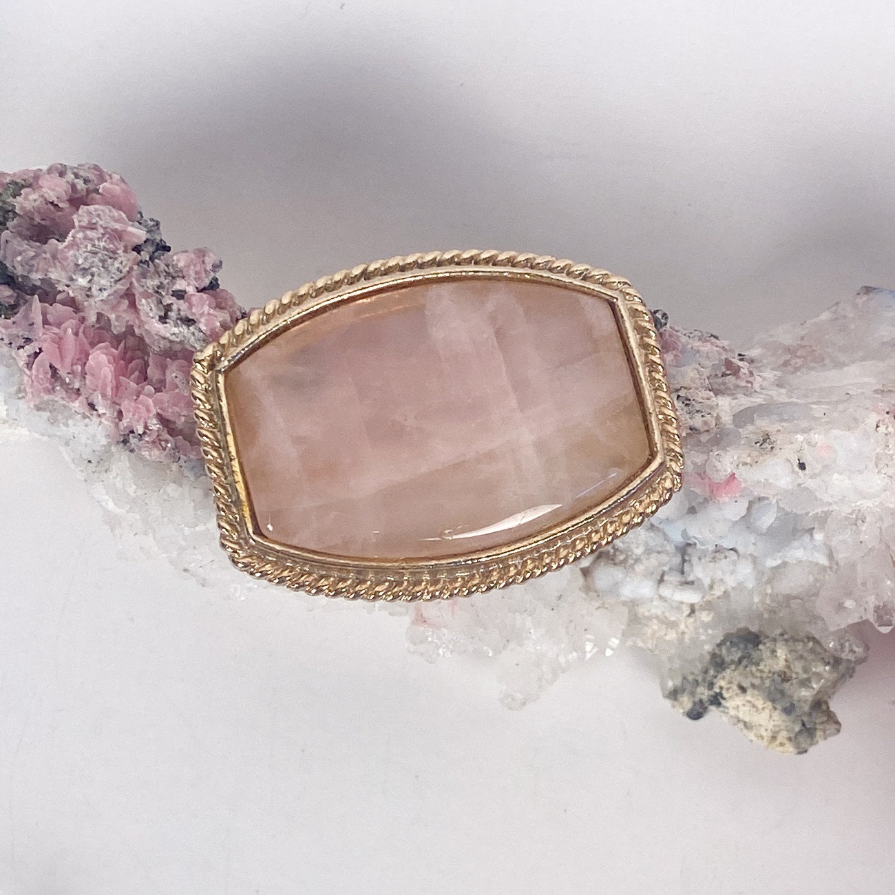 Pink Gemstone Gold Tone Brooch