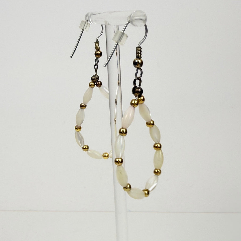 Pearlescent Wire Teardrop Earrings