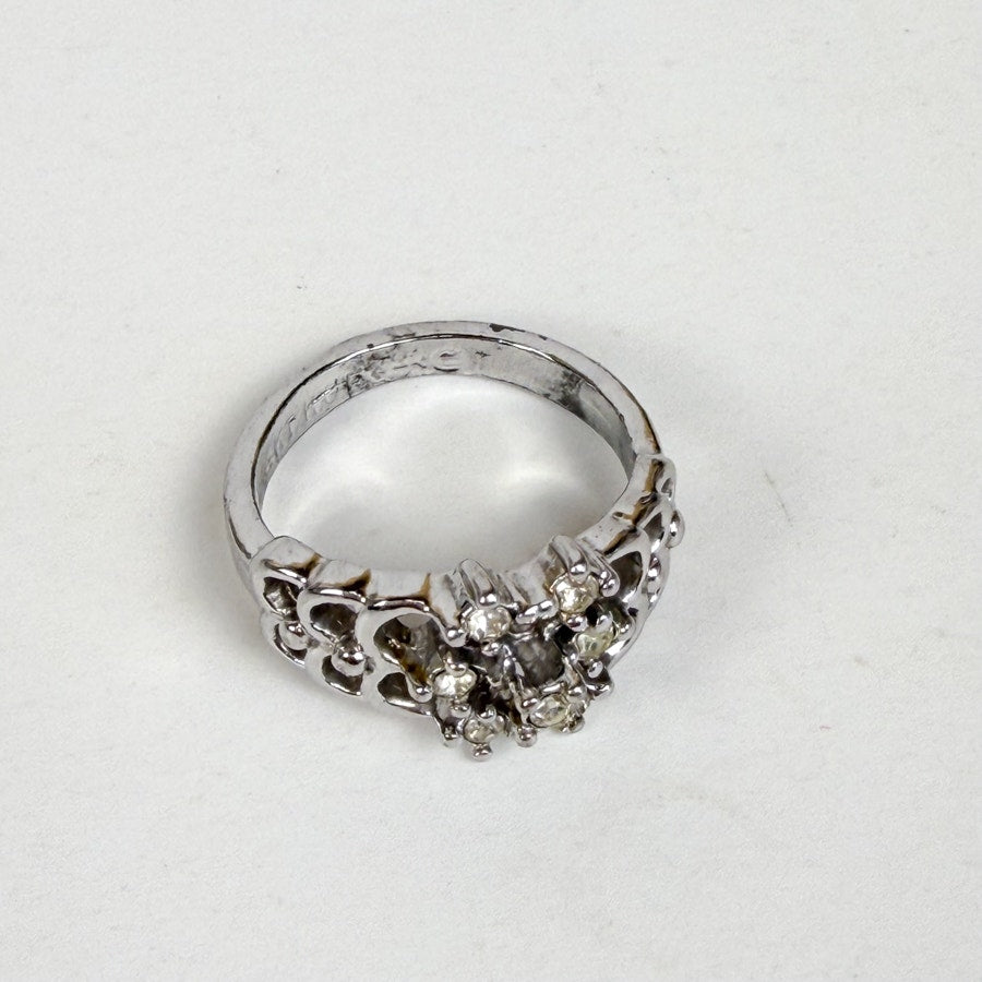 14kt Electroplate Silver Tone Ring Size 7.5
