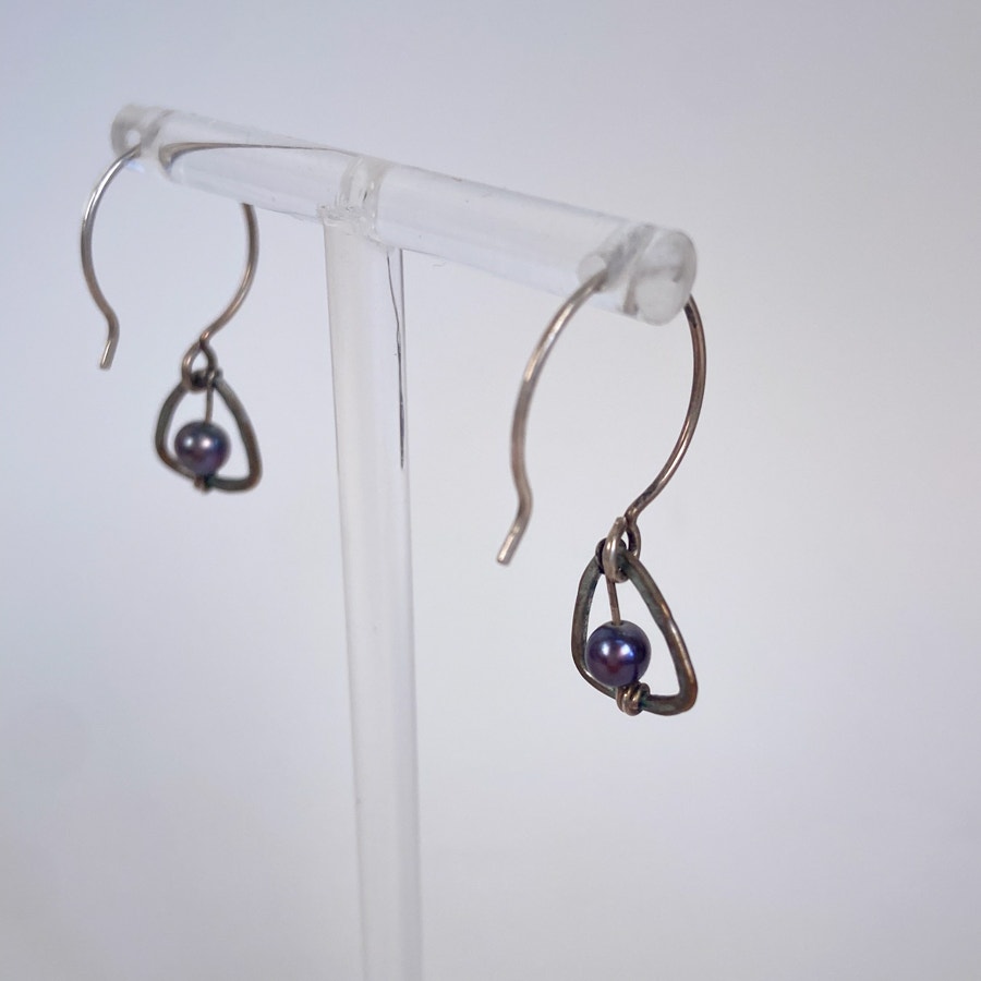 Small triangle bead dangly earrings