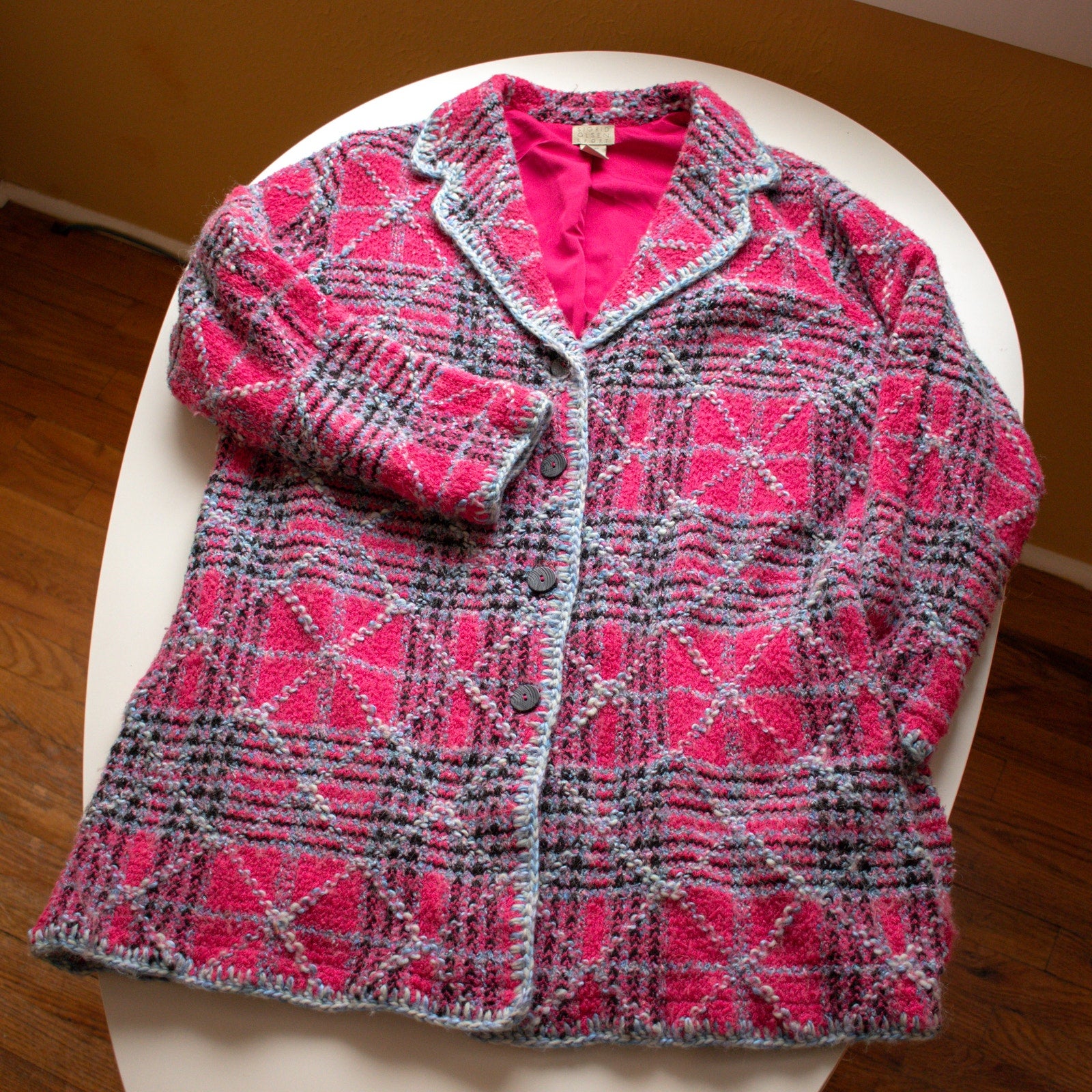 Sigrid Olsen Sport Pink and Blue Mid Length Lined Jacket Size Women's 1X