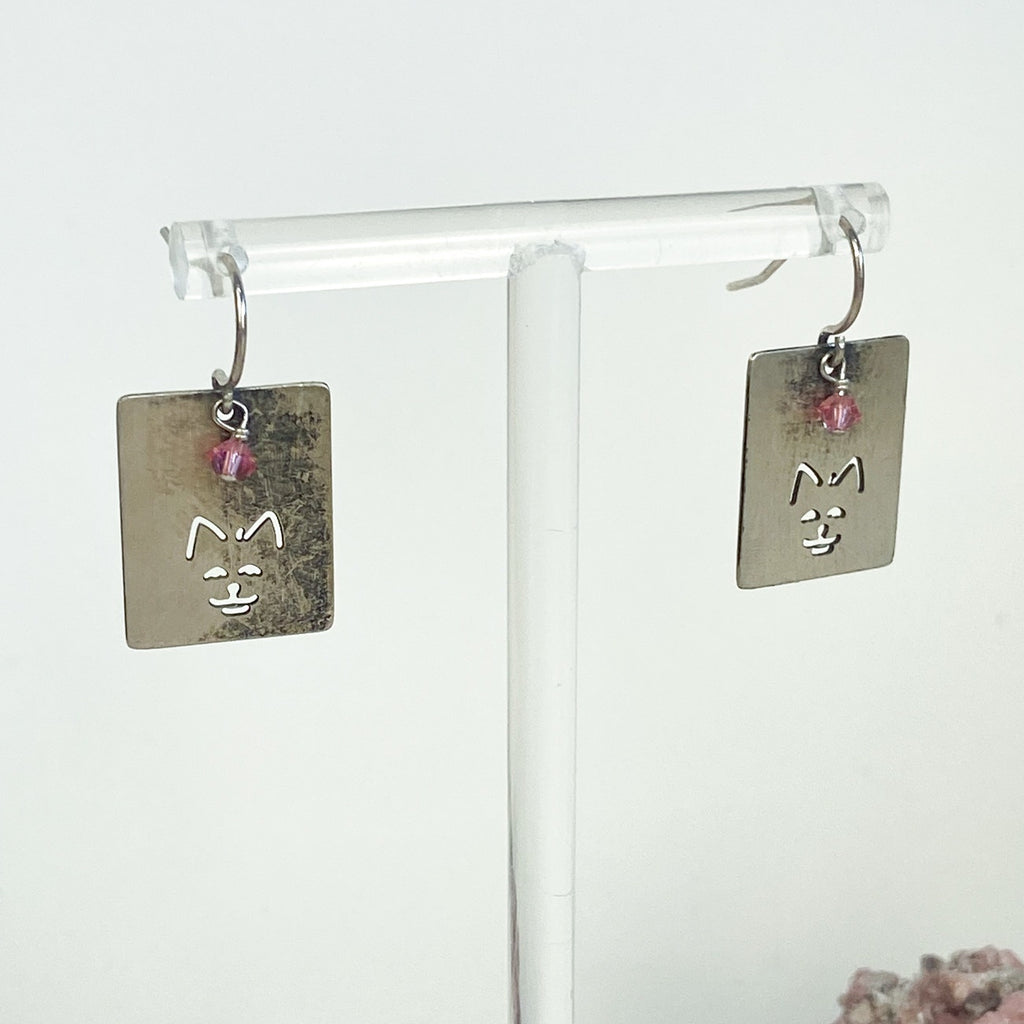 Little Kitty Cat Earrings Sterling Silver