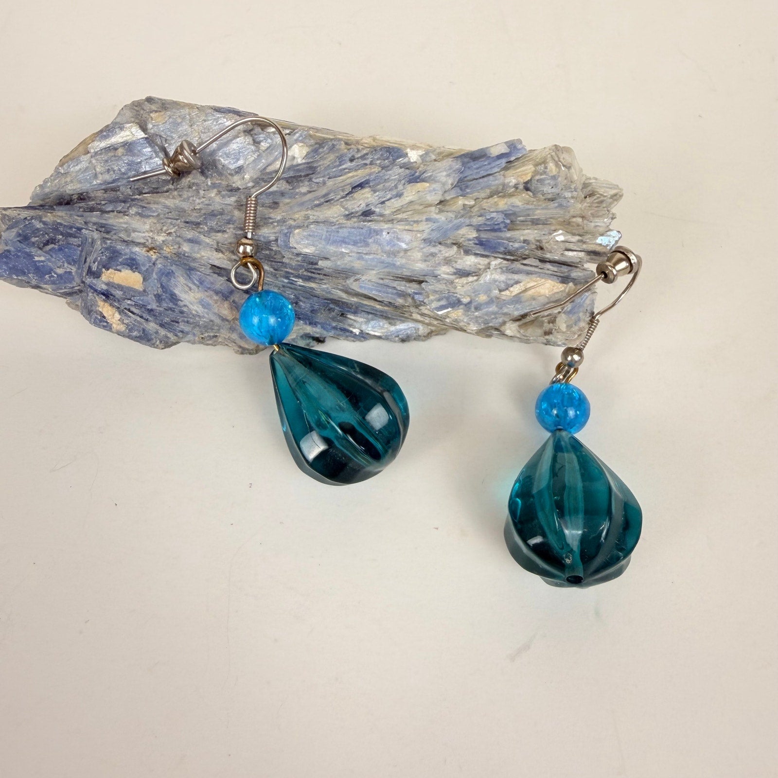 Blue Dangly Bead Earrings