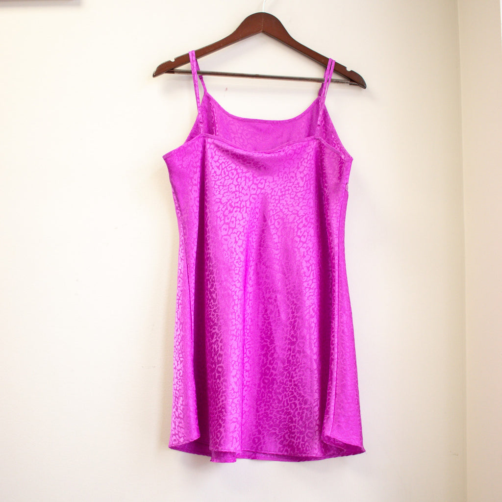 Delicate Treasures Intimates Magenta Animal Print Slip Nighty Size Large