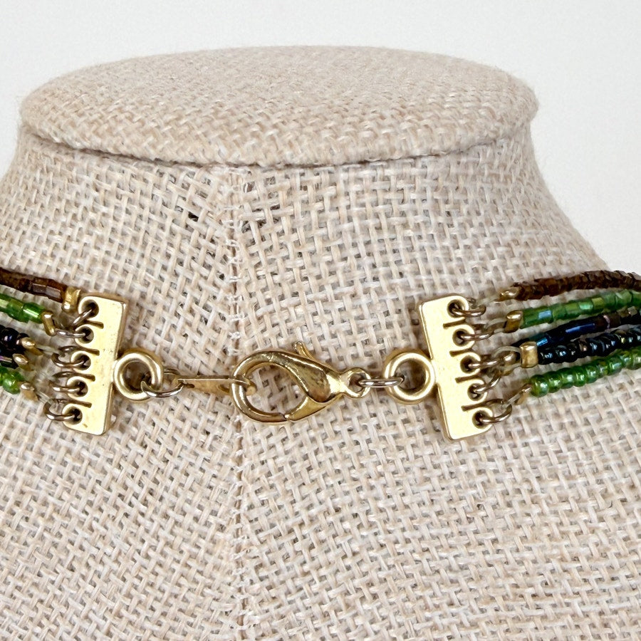 Green Glass Multi-Strand Necklace