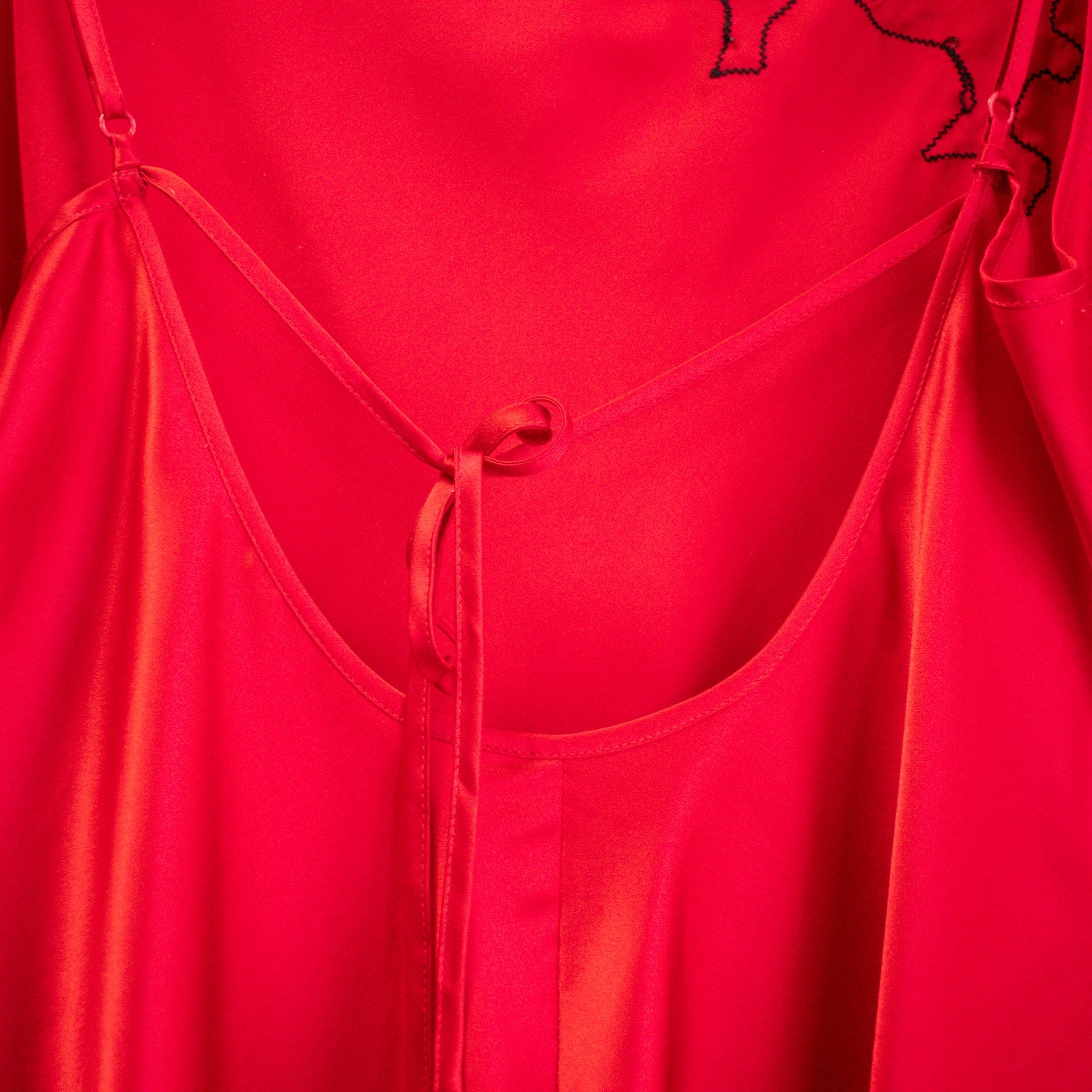 Victoria's Secret Red and Black Lace Satin Nighty Pajamas Size Medium