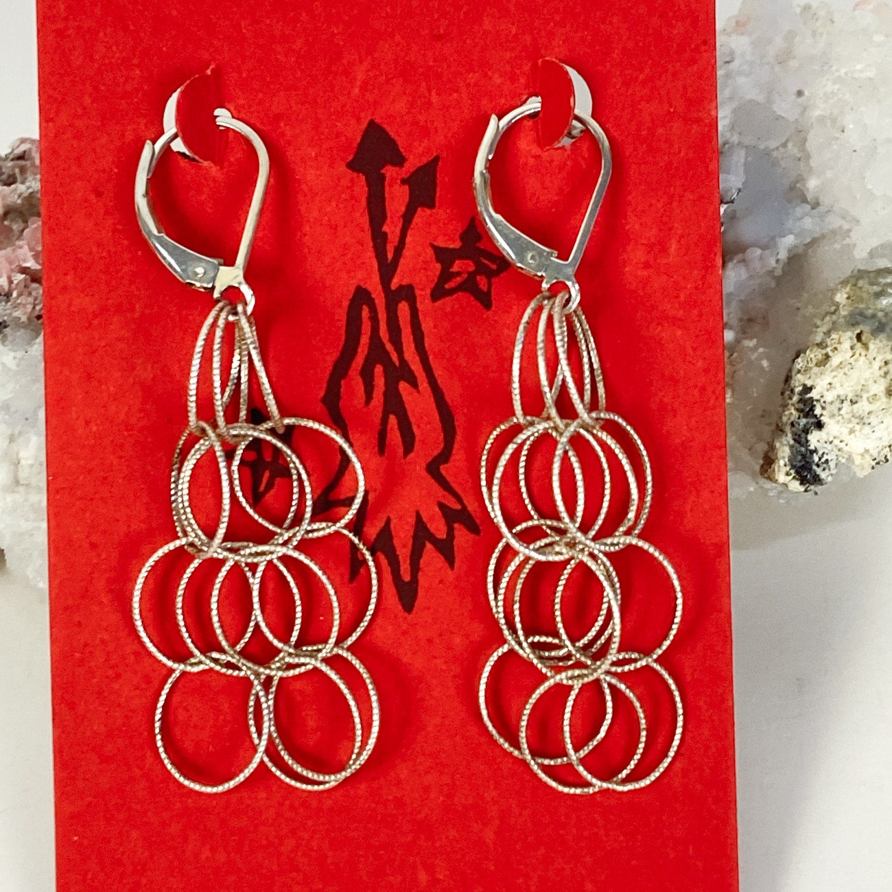 Silver Earrings Dangly Circle 925 Silver Delicate Earrings