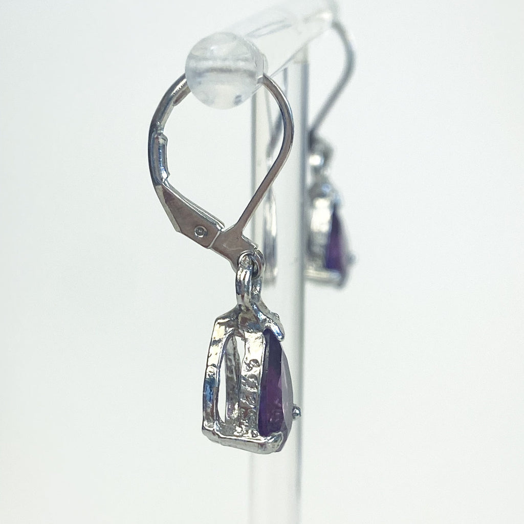 Silver Earrings Amethyst Dangly Sterling Silver Lever Back Earrings Regency Victorian