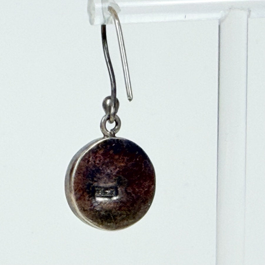 Sterling Silver Dangly Earrings Aquamarine Cabochon