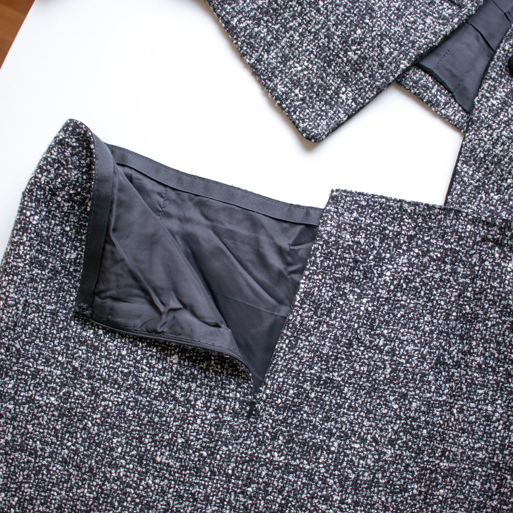 Vintage Matching Multi-Skirt Suit Set Gray and Black Size Large
