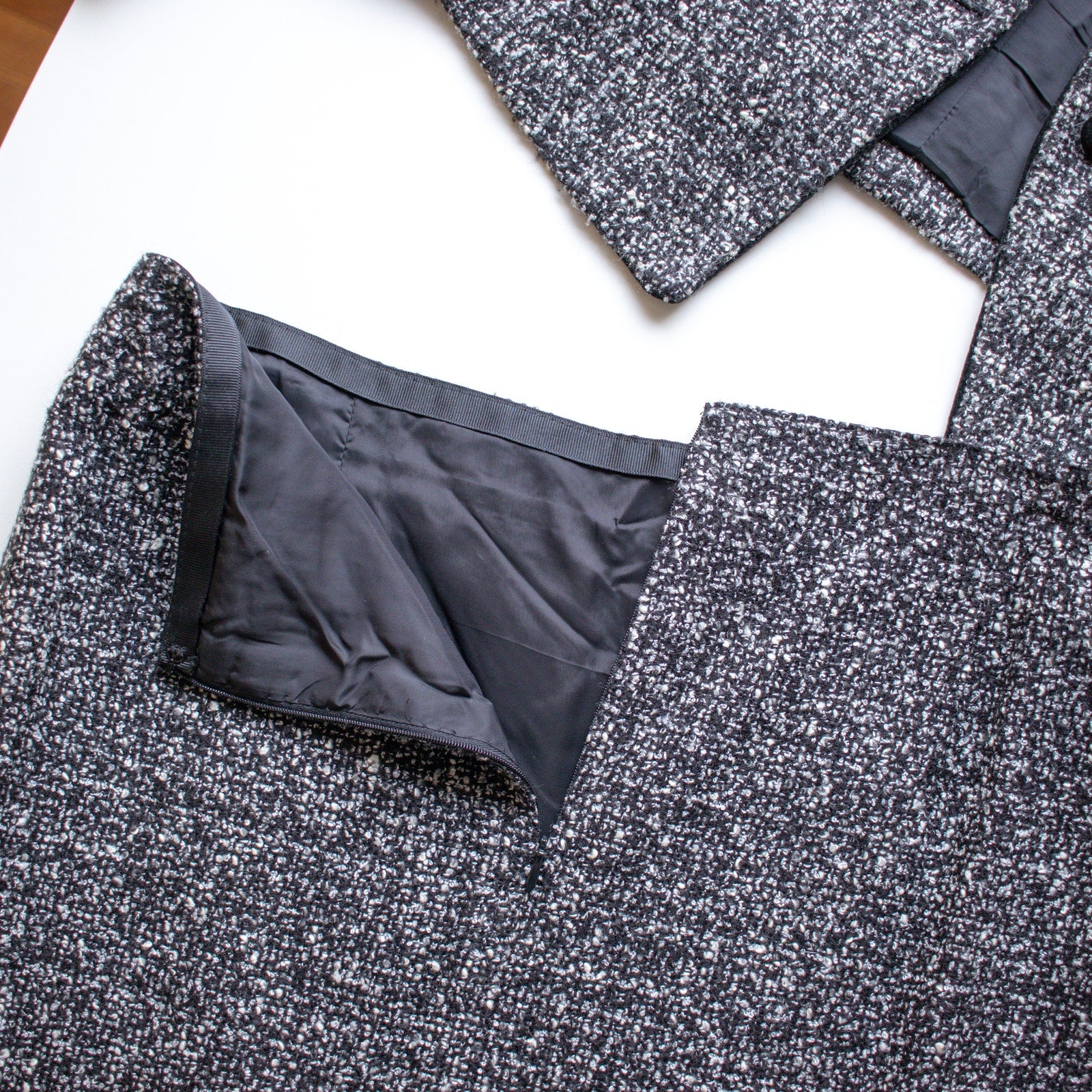 Vintage Matching Multi-Skirt Suit Set Gray and Black Size Large