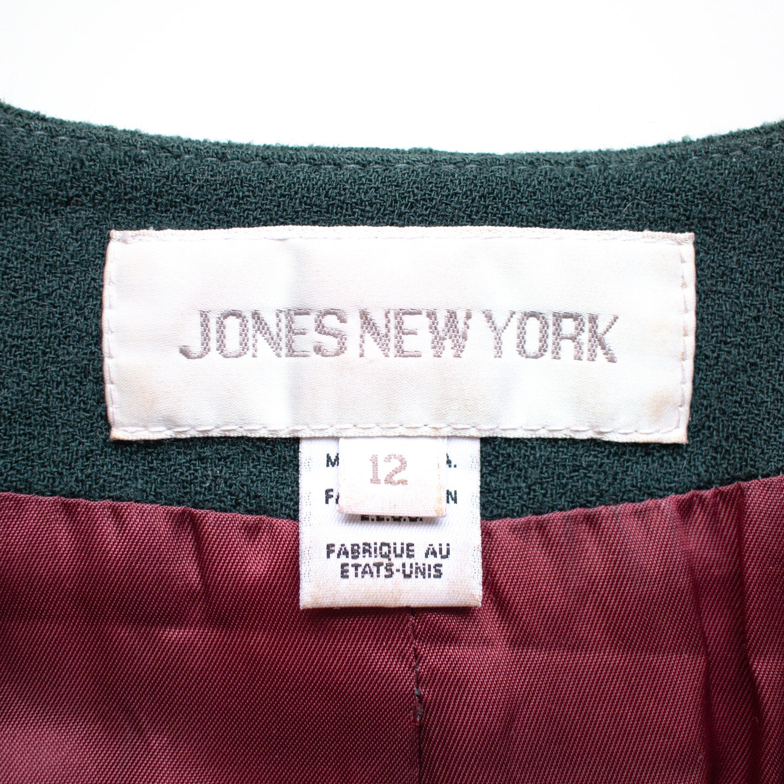 Jones New York Dark Forest Green Wool Women's Blazer Size 12