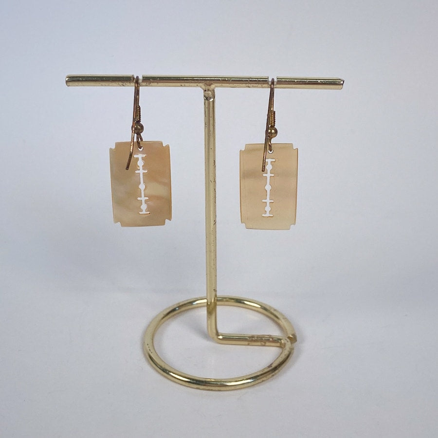 Vintage Mother of Pearl Razor Blade Earrings