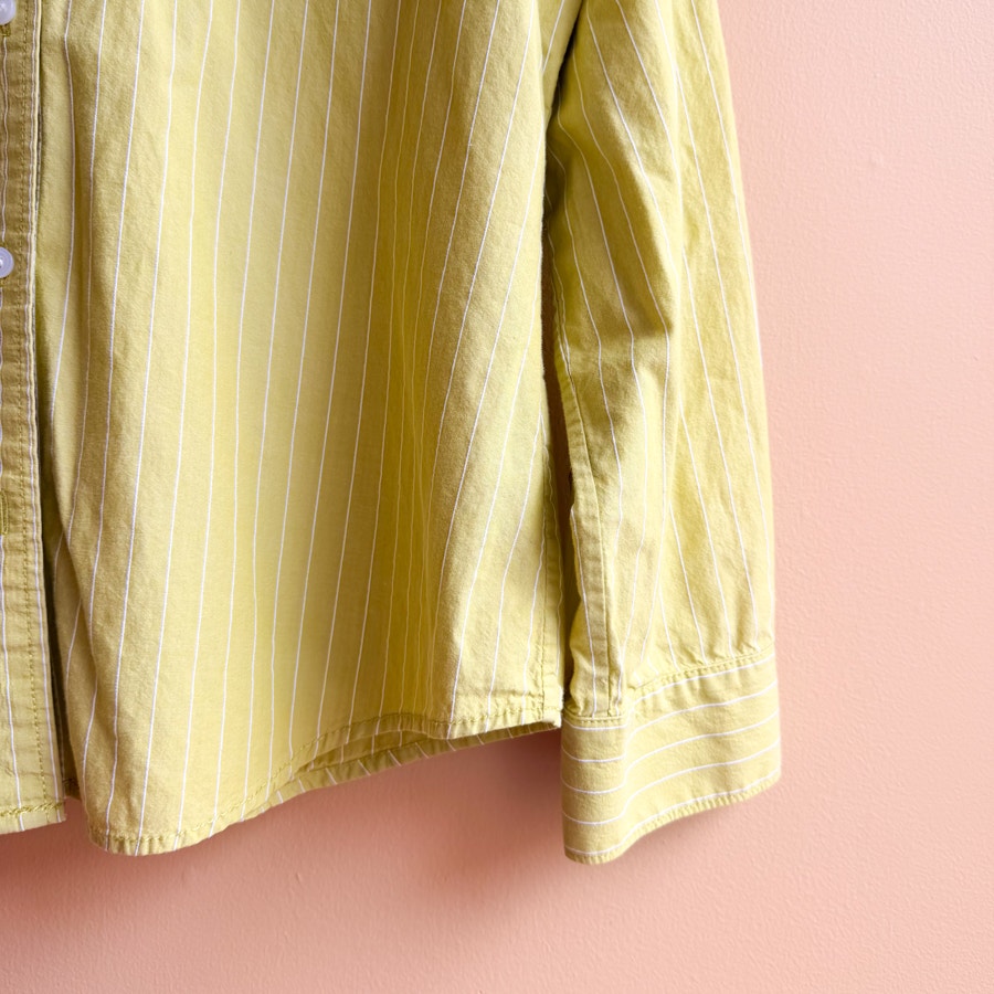 Liz Claiborne Striped Green Button-Up Chartreuse Button Down