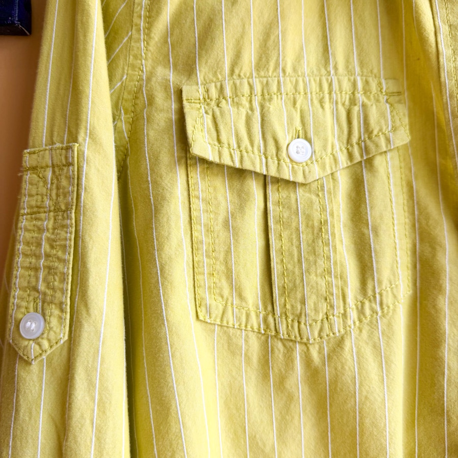Liz Claiborne Striped Green Button-Up Chartreuse Button Down