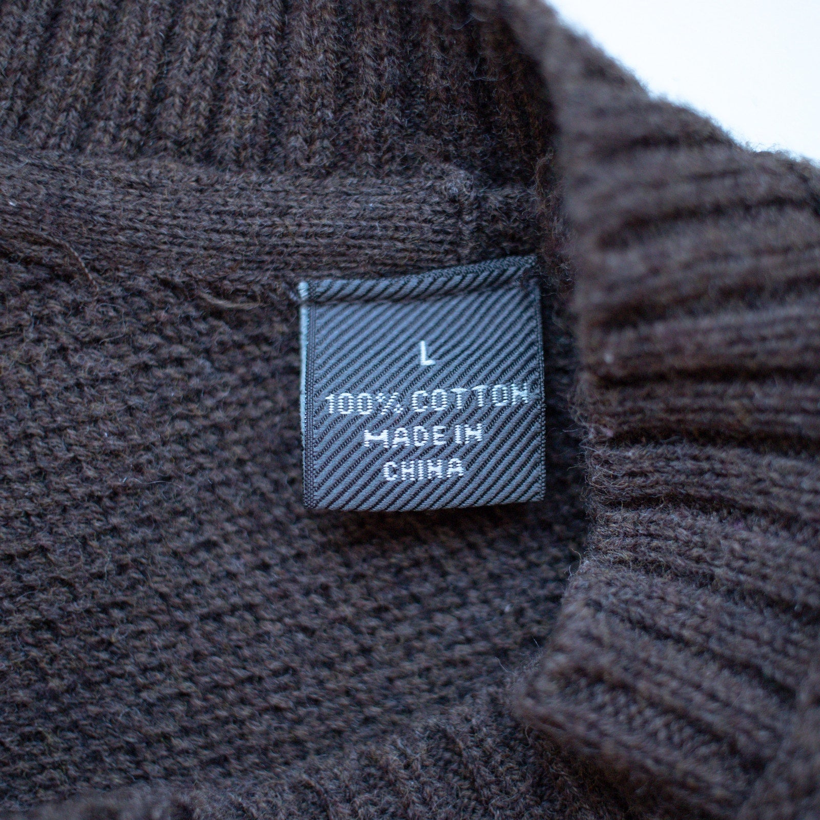 John Bartlett Consensus 100% Cotton Dark Brown V Neck Sweater Size Large