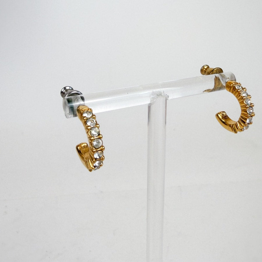 Little Gold-Tone .5 Inch Hoops Rhinestone Minimalist Style