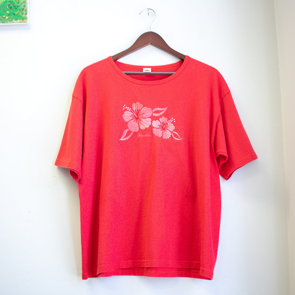 Sun International Hawaii Floral Embroidered T-Shirt Size X-Large