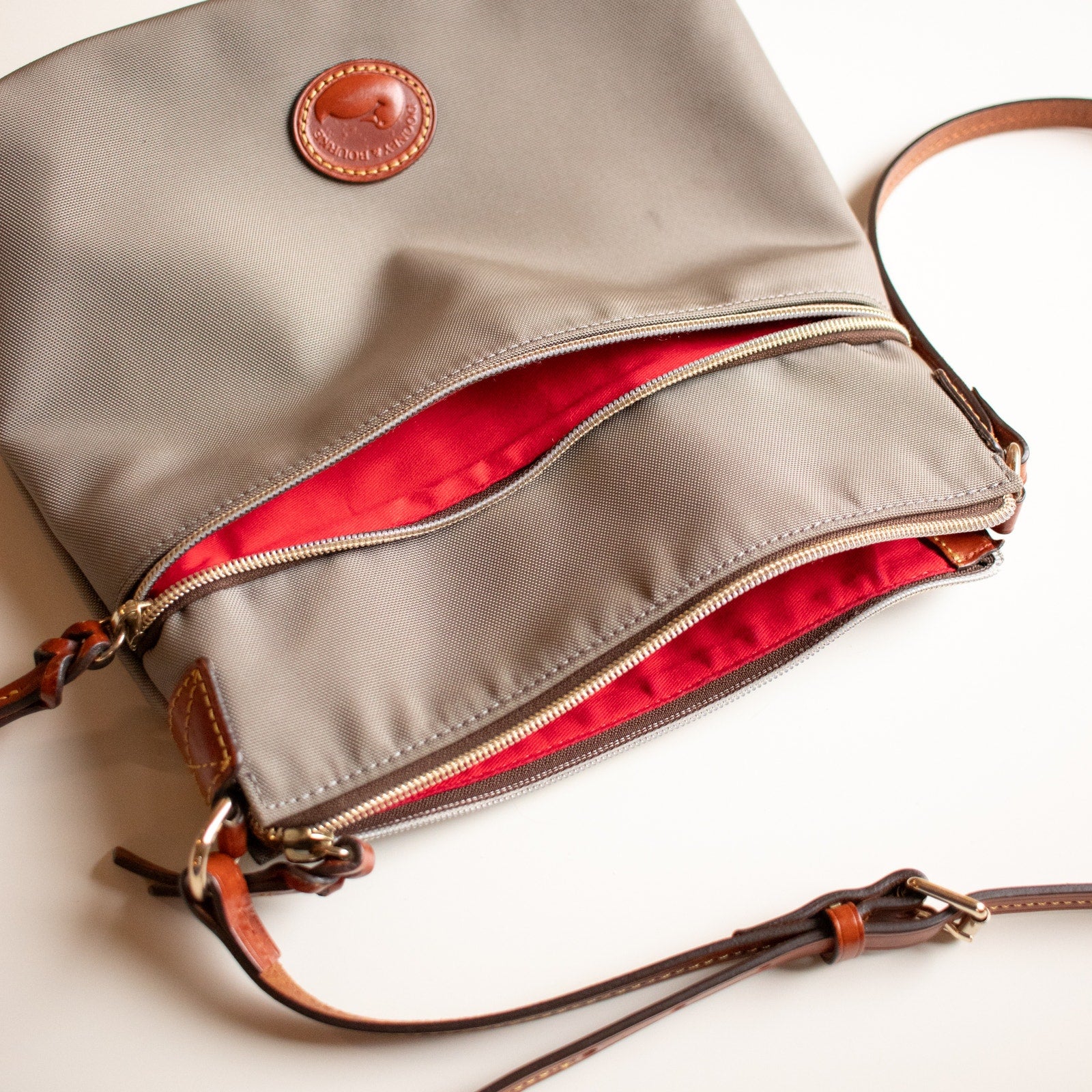 Dooney & Bourke Gray Crossbody bag Red Interior