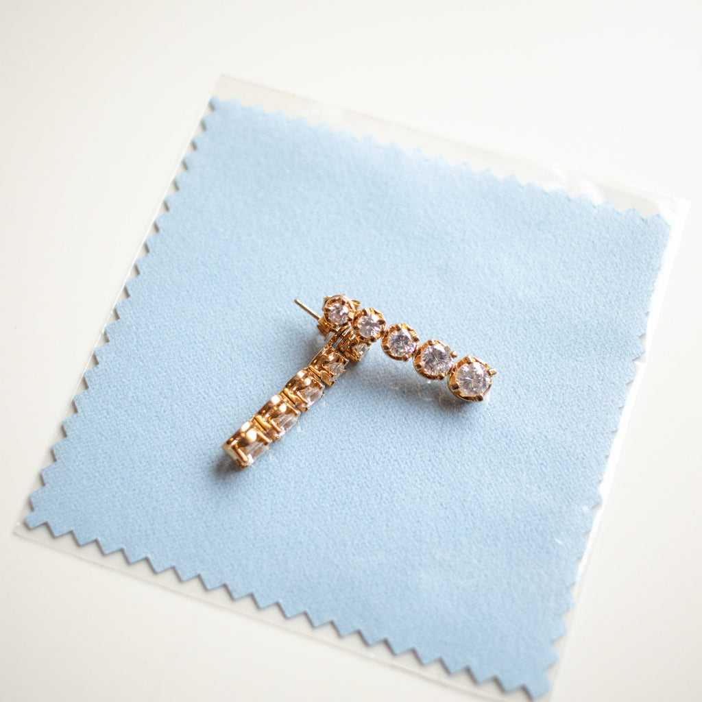 White and Gold 5 Gem Drop Earring Stud Combo