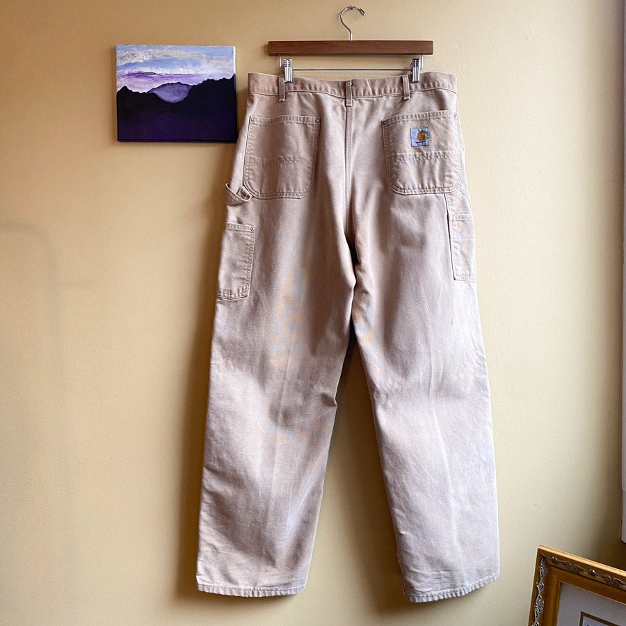 Carhartt Carpenter Pants Double Knee Vintage 90s Light Brown Tan Size 42