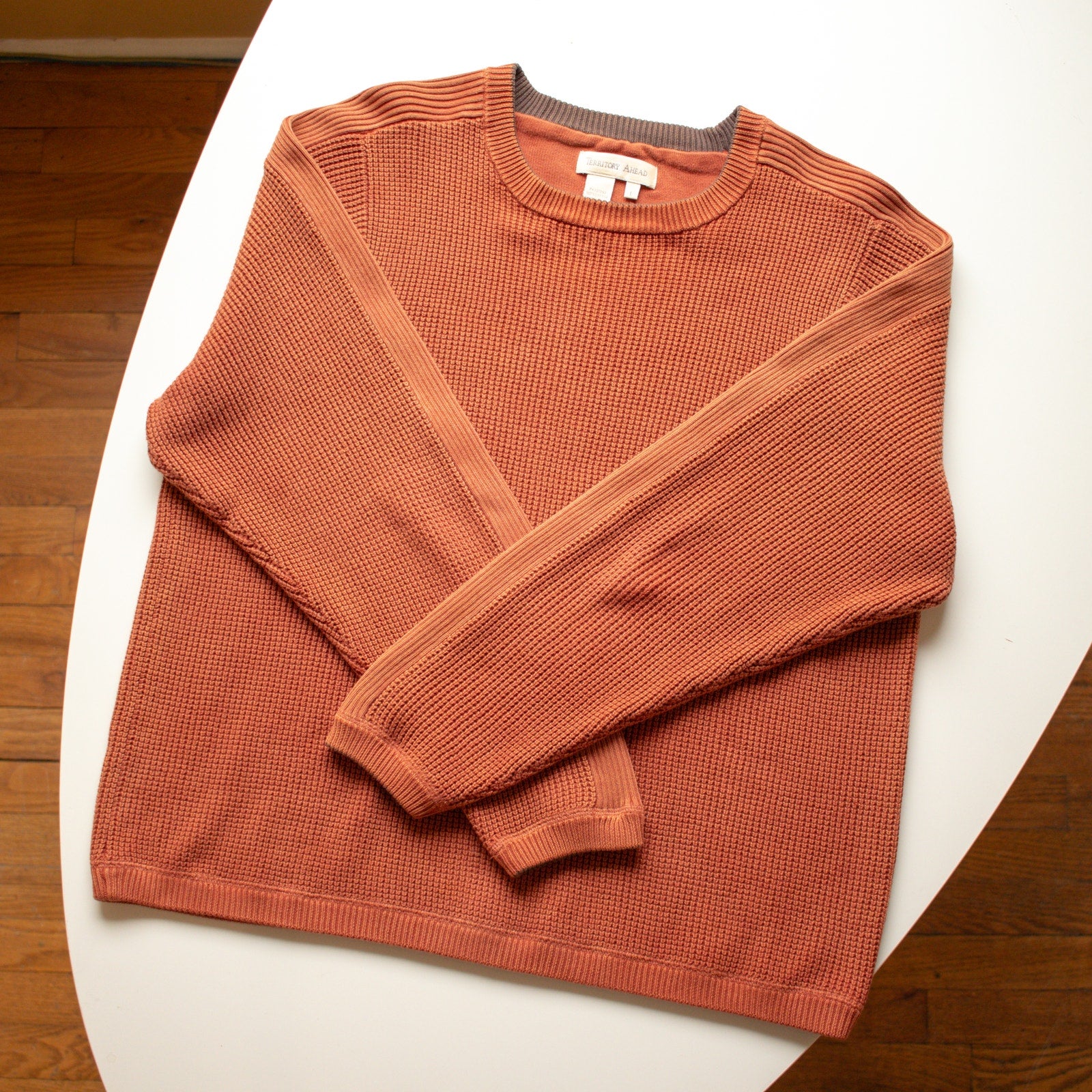 Vintage Rust Knit 90s Crew Neck Sweater Size Large