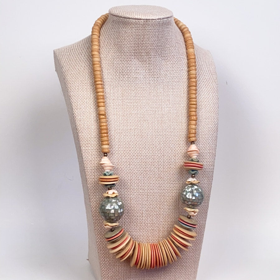 Button Necklace Disco Ball Shell Necklace