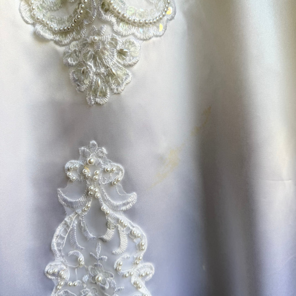Wedding Dress 1980s Puff Sleeve Open Back Dress