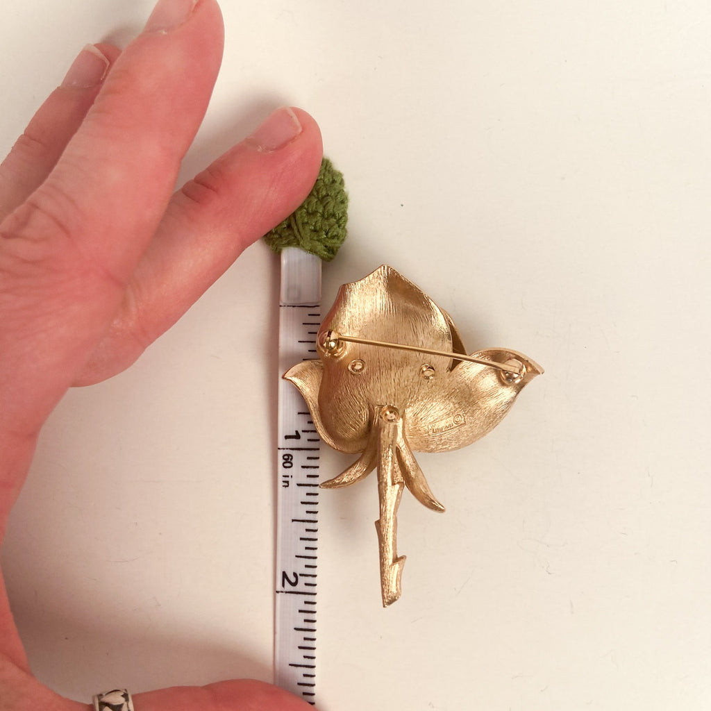 Gold Tone Trifari Rose Brooch