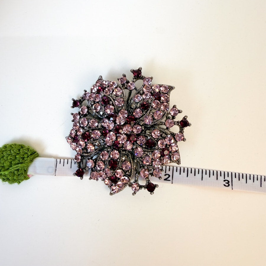 Dazzling Purple and Lavender Silver-Tone Flower Brooch